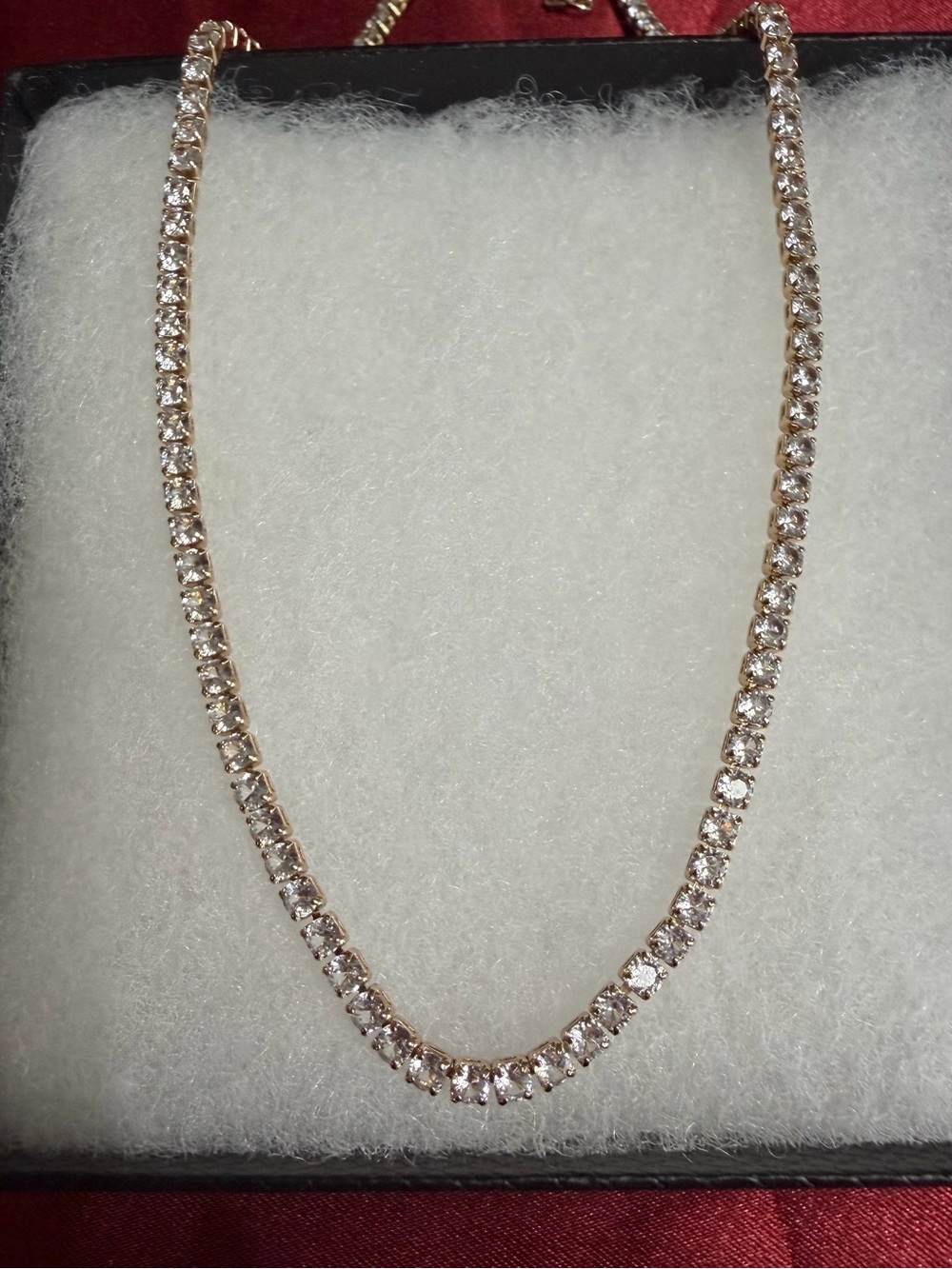 Louisa Gold Tone Rhinestone Tennis Choker Necklace/ Sparkly Adjustable Youth? - Picture 4 of 4
